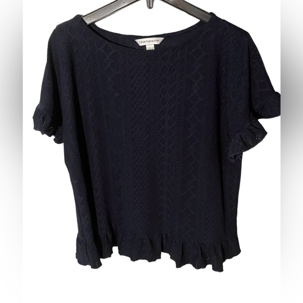Counterparts Women’s Ruffle Trim Textured Design Blouse